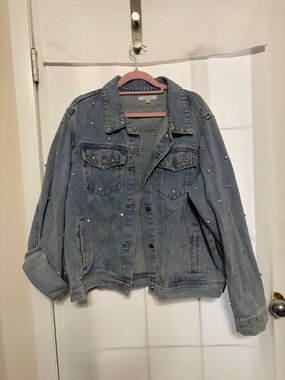 Studded Gems Light Blue Jean Jacket - Women